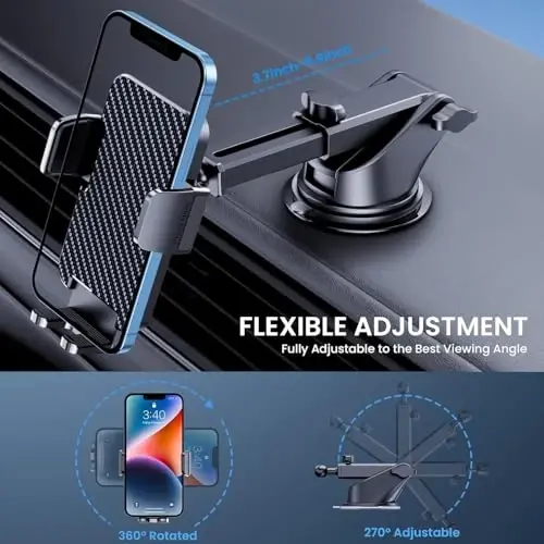 BIPOPIBO Car Phone Holder Mount Phone Mount for Car Dashboard Windshield Air Vent Universal Cell Phone Automobile Cradles Hands-Free Phone Stand for Car Fit iPhone Android - 5