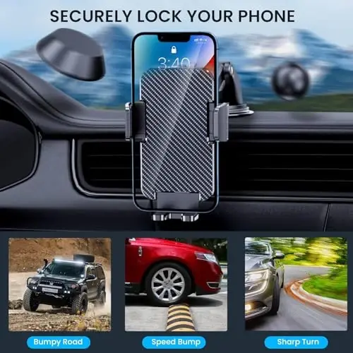BIPOPIBO Car Phone Holder Mount Phone Mount for Car Dashboard Windshield Air Vent Universal Cell Phone Automobile Cradles Hands-Free Phone Stand for Car Fit iPhone Android - 6