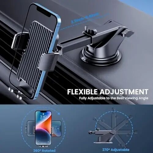 BIPOPIBO Car Phone Holder Mount Phone Mount for Car Dashboard Windshield Air Vent Universal Cell Phone Automobile Cradles Hands-Free Phone Stand for Car Fit iPhone Android - 5