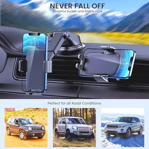 BIPOPIBO Avtomobil telefon ushlagichi Avtomobil uchun telefon ushlagichi Avtomobil uchun mobil telefon ushlagichi Avtomobil uchun universal telefon stendi Avtomobil asboblar paneli, oynasi, shamollatish teshigi Mobil telefon avtomobil beshiklari Kamera ushlagichi - 6