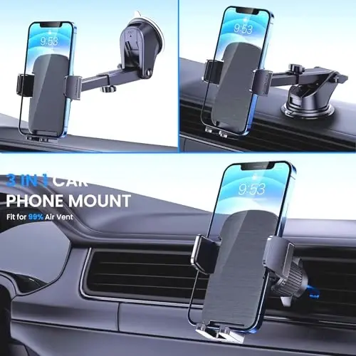 BIPOPIBO Avtomobil telefon ushlagichi Avtomobil uchun telefon ushlagichi Avtomobil uchun mobil telefon ushlagichi Avtomobil uchun universal telefon stendi Avtomobil asboblar paneli, oynasi, shamollatish teshigi Mobil telefon avtomobil beshiklari Kamera ushlagichi - 2