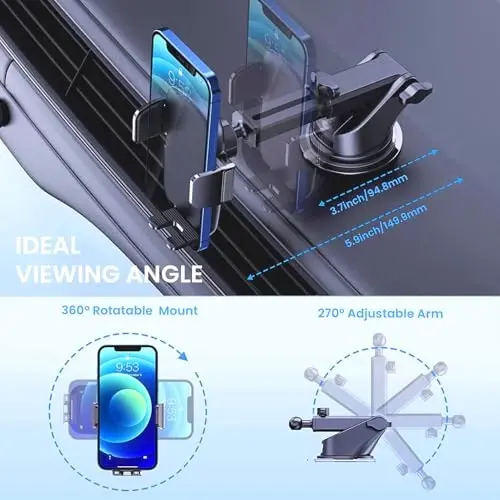 BIPOPIBO Avtomobil telefon ushlagichi Avtomobil uchun telefon ushlagichi Avtomobil uchun mobil telefon ushlagichi Avtomobil uchun universal telefon stendi Avtomobil asboblar paneli, oynasi, shamollatish teshigi Mobil telefon avtomobil beshiklari Kamera ushlagichi - 4