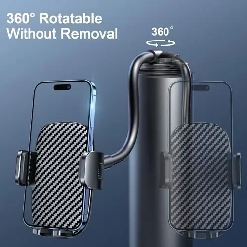 BIPOPIBO Car Phone Holder - Flexible Gooseneck Long Arm Phone Mount for Windshield with Washable Strong Suction Cup for All iPhone Android Smartphone - 5