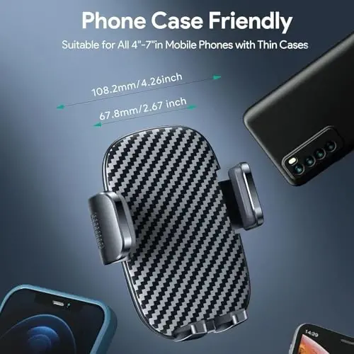 BIPOPIBO Car Phone Holder - Flexible Gooseneck Long Arm Phone Mount for Windshield with Washable Strong Suction Cup for All iPhone Android Smartphone - 6