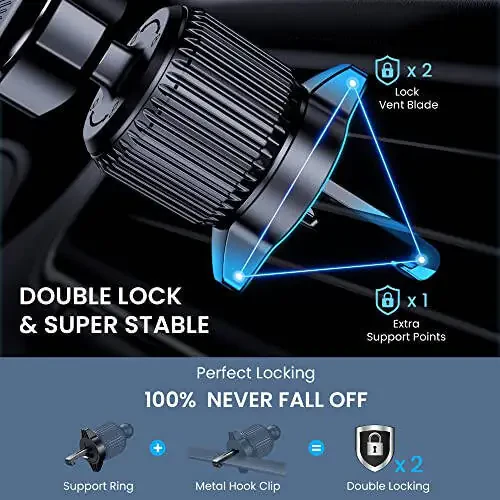 BIPOPIBO Phone Mount for Car Phone Holder Cell Phone Holder Hands Free Phone Stand for Car Vent Phone Mount Fit iPhone Android Smartphone Universal - 2
