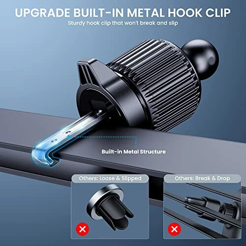 BIPOPIBO Phone Mount for Car Phone Holder Cell Phone Holder Hands Free Phone Stand for Car Vent Phone Mount Fit iPhone Android Smartphone Universal - 4