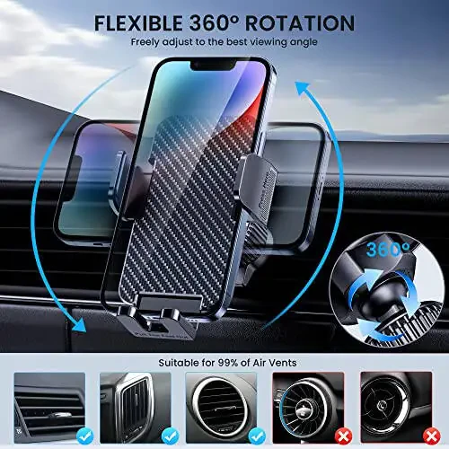 BIPOPIBO Phone Mount for Car Phone Holder Cell Phone Holder Hands Free Phone Stand for Car Vent Phone Mount Fit iPhone Android Smartphone Universal - 5