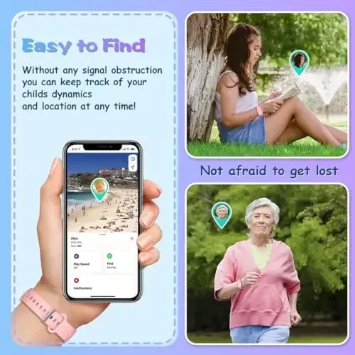 BIQIRE [2Pack] Bracelet Compatible for Samsung Galaxy SmartTag 2 (2023), Soft Silicone Wristband Smart Tag 2 Holder Kids Hidden Galaxy Smart Tag 2 Case Cover for Toddler Child Elderly (Pink+Purple) - 4