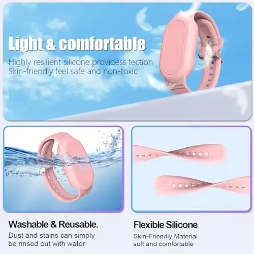 BIQIRE [2Pack] Bracelet Compatible for Samsung Galaxy SmartTag 2 (2023), Soft Silicone Wristband Smart Tag 2 Holder Kids Hidden Galaxy Smart Tag 2 Case Cover for Toddler Child Elderly (Pink+Purple) - 3