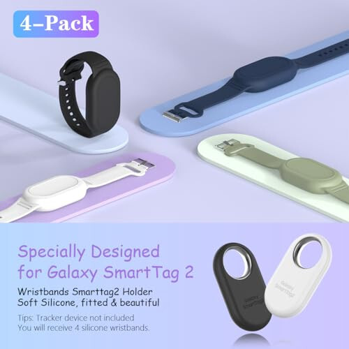 BIQIRE [4 шт.] для Galaxy SmartTag 2 Браслет Водонепроницаемый Smart Tag 2 Держатель, Мягкий Силиконовый Smart Tag 2 Браслет Держатель для Детей Smart Tag 2 Чехол для Детей, Взрослых (Черный + Белый + Синий + Зеленый) - 2