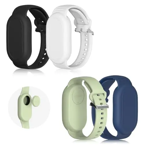 [4Pack] BIQIRE Bracelet Compatible for Samsung Galaxy SmartTag 2 (2023), Soft Silicone Smart Tag 2 Wristband Hidden Galaxy Smart Tag 2 Holder (Black+White+Blue+Green) 