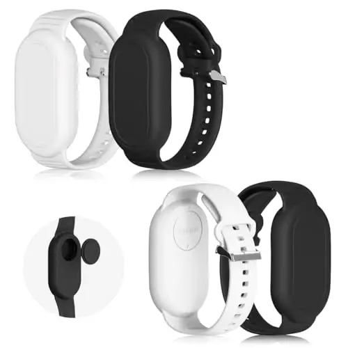 BIQIRE Galaxy SmartTag 2 Bracelet [4Pack], Waterproof Smart Tag 2 Holder, Soft Silicone Wristband for Kids & Elderly (Black, White) - 1