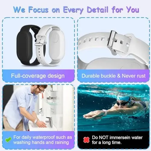 BIQIRE Galaxy SmartTag 2 Bracelet [4Pack], Waterproof Smart Tag 2 Holder, Soft Silicone Wristband for Kids & Elderly (Black, White) - 4