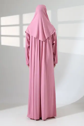 Bir Boʻlakli Amaliy Roʻmoli Robali Namoz Libosi 8015 Pushti - Pushti - 9