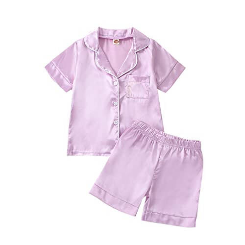 Bir ochilishi Bolalik Qizcha Bolalar Pijama Satin Toddler Pijama Tugmachali Uyqu Kostyumi Bolalar Pijama To'plami Bolalar Pijama Qizlar Pjs - 43