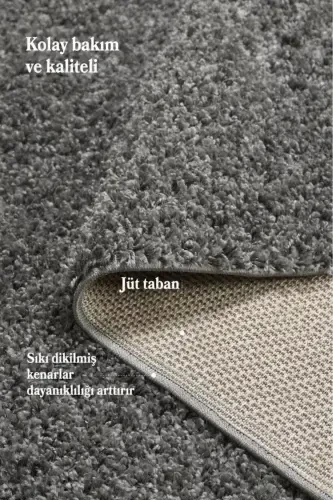 Bir rangli naqshsiz kulrang yumshoq post peluş shaggy gilam salon mehmonxona yo'lak oshxona gilami-kulrang - 4