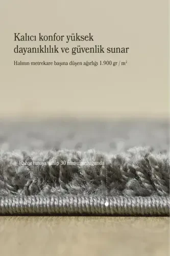 Bir rangli naqshsiz kulrang yumshoq post peluş shaggy gilam salon mehmonxona yo'lak oshxona gilami-kulrang - 5