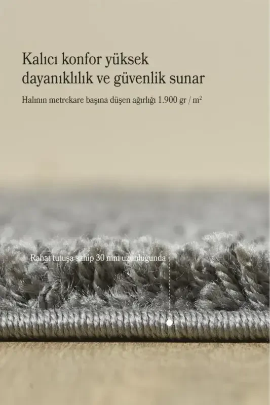 Bir rangli naqshsiz kulrang yumshoq post peluş shaggy gilam salon mehmonxona yo'lak oshxona gilami-kulrang - 5