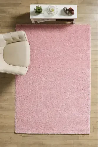 Bir rangli naqshsiz pushti yumshoq post mo'ynali gilam salon mehmonxona yo'lak oshxona gilami-pushti - 1