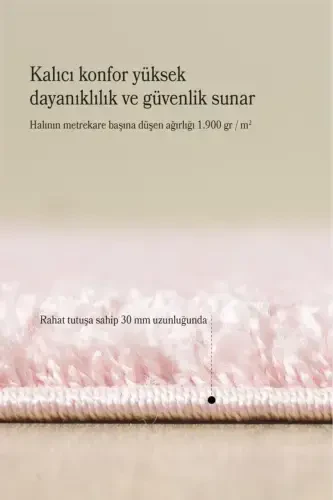 Bir rangli naqshsiz pushti yumshoq post mo'ynali gilam salon mehmonxona yo'lak oshxona gilami-pushti - 5