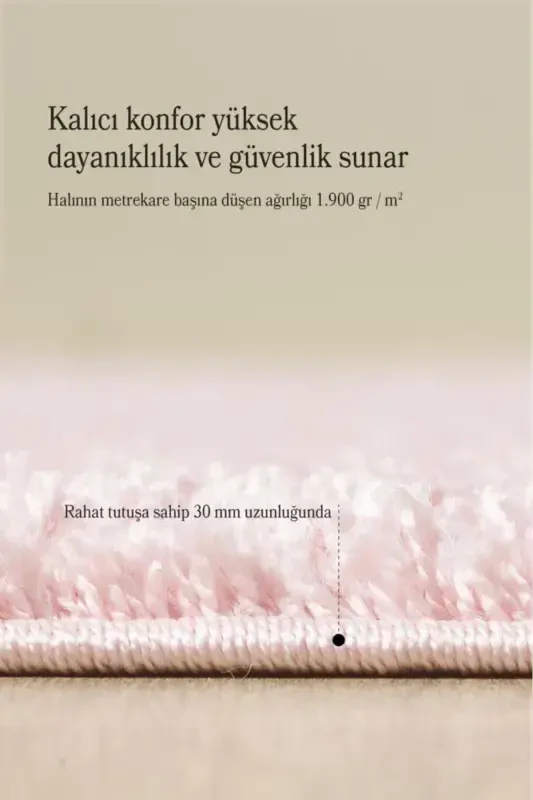 Bir rangli naqshsiz pushti yumshoq post mo'ynali gilam salon mehmonxona yo'lak oshxona gilami-pushti - 5