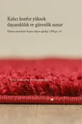 Bir rangli naqshsiz qizil yumshoq post plyush shaggy gilam salon mehmonxona yo'lak oshxona gilami-qizil - 5