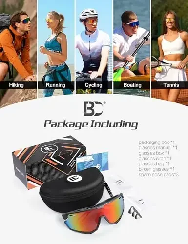 BIRCEN Baseball Cycling Sunglasses for Men - Women Running Shades Sports Glasses for MTB Mountain Bike Softball - 6