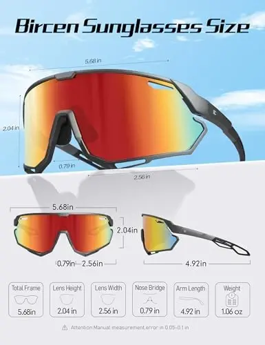 BIRCEN Baseball Cycling Sunglasses for Men - Women Running Shades Sports Glasses for MTB Mountain Bike Softball - 4