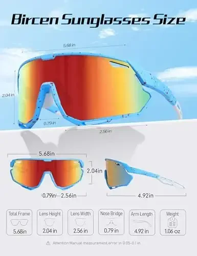 BIRCEN Baseball Cycling Sunglasses for Men - Women Running Shades Sports Glasses for MTB Mountain Bike Softball - 5