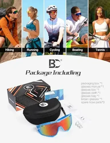 BIRCEN Baseball Cycling Sunglasses for Men - Women Running Shades Sports Glasses for MTB Mountain Bike Softball - 6