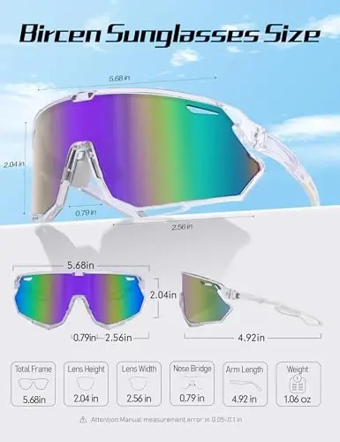 BIRCEN Baseball Cycling Sunglasses for Men - Women Running Shades Sports Glasses for MTB Mountain Bike Softball - 3