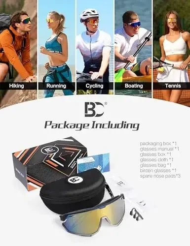 BIRCEN Baseball Cycling Sunglasses for Men - Women Running Shades Sports Glasses for MTB Mountain Bike Softball - 6