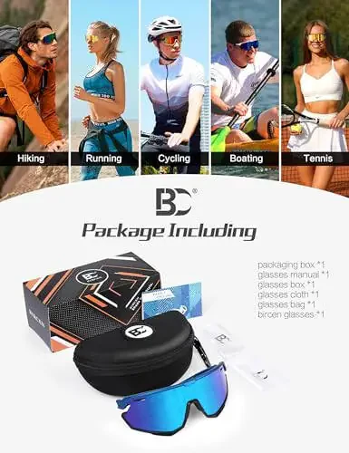 BIRCEN Baseball Sunglasses for Men Women - UV400 Protection Cycling Glasses Sports Sunglasses for Running MTB Golf Softball - 6