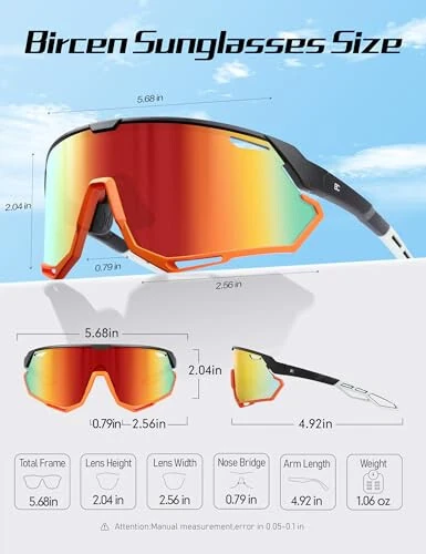 BIRCEN Baseball Sunglasses for Men Women - UV400 Protection Cycling Glasses Sports Sunglasses for Running MTB Golf Softball - 5