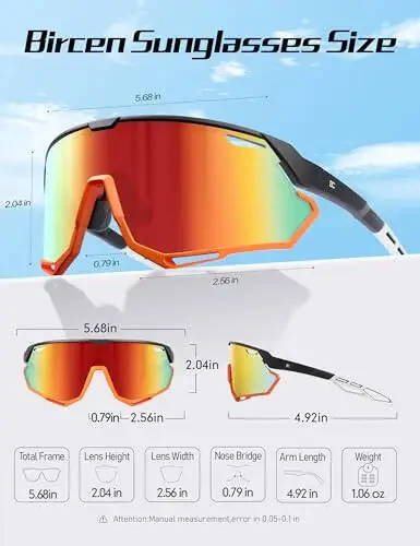 BIRCEN Baseball Sunglasses for Men Women - UV400 Protection Cycling Glasses Sports Sunglasses for Running MTB Golf Softball - 5