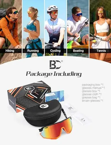 BIRCEN Baseball Sunglasses for Men Women - UV400 Protection Cycling Glasses Sports Sunglasses for Running MTB Golf Softball - 6