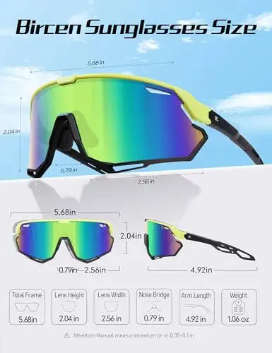 BIRCEN Baseball Sunglasses for Men Women - UV400 Protection Cycling Glasses Sports Sunglasses for Running MTB Golf Softball - 5