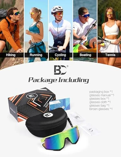 BIRCEN Baseball Sunglasses for Men Women - UV400 Protection Cycling Glasses Sports Sunglasses for Running MTB Golf Softball - 6