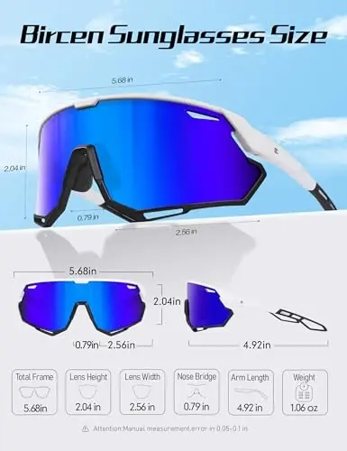 BIRCEN Baseball Sunglasses for Men Women - UV400 Protection Cycling Glasses Sports Sunglasses for Running MTB Golf Softball - 4