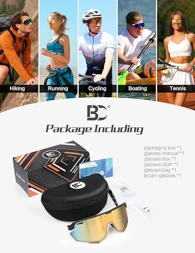 BIRCEN Baseball Sunglasses for Men Women - UV400 Protection Cycling Glasses Sports Sunglasses for Running MTB Golf Softball - 6