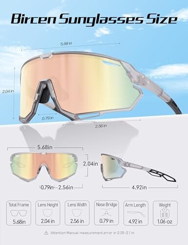 BIRCEN Baseball Sunglasses for Men Women - UV400 Protection Cycling Glasses Sports Sunglasses for Running MTB Golf Softball - 11