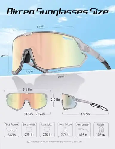 BIRCEN Baseball Sunglasses for Men Women - UV400 Protection Cycling Glasses Sports Sunglasses for Running MTB Golf Softball - 11