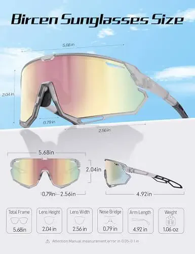 BIRCEN Baseball Sunglasses for Men Women - UV400 Protection Cycling Glasses Sports Sunglasses for Running MTB Golf Softball - 5