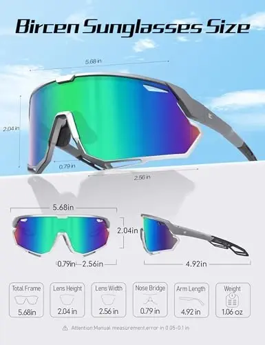 BIRCEN Baseball Cycling Sunglasses for Men - Women Running Shades Sports Glasses for MTB Mountain Bike Softball - 5