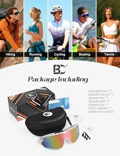 BIRCEN erkaklar uchun beysbol, velosiped quyoshdan saqlaydigan ko'zoynaklari - ayollar yugurish uchun ko'zoynaklari MTB tog' velosipedlari softbol sport ko'zoynaklari - 6