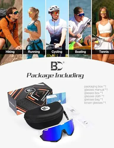 BIRCEN Erkaklar va Ayollar uchun Beysbol Quyosh Ko'zoynaklari - UV400 Himoyasi Velosiped Ko'zoynaklari Sport Ko'zoynaklari Yugurish MTB Golf Softbol - 6