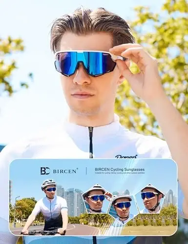 BIRCEN Erkaklar va Ayollar uchun Beysbol Quyosh Ko'zoynaklari - UV400 Himoyasi Velosiped Ko'zoynaklari Sport Ko'zoynaklari Yugurish MTB Golf Softbol - BIRCEN
