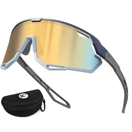 BIRCEN Mens Sports Baseball Sunglasses: TR90 Lightweight Cycling Glasses Wrap Around Running Glasses for Outdoor MTB Bike 