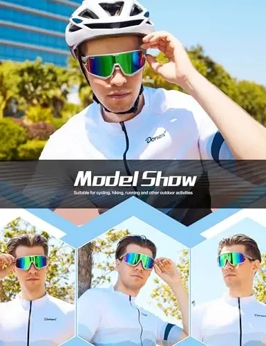 BIRCEN Mens Sports Baseball Sunglasses: TR90 Lightweight Cycling Glasses Wrap Around Running Glasses for Outdoor MTB Bike - 3