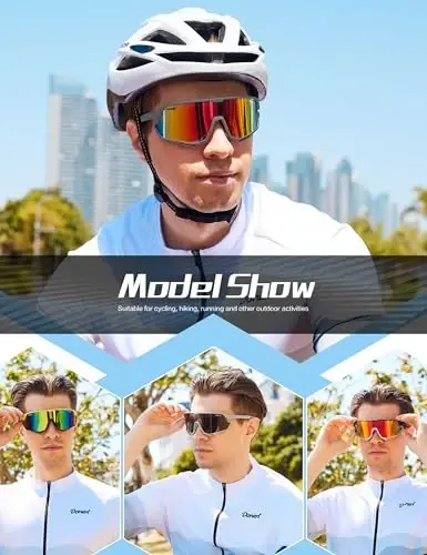 BIRCEN Mens Sports Baseball Sunglasses: TR90 Lightweight Cycling Glasses Wrap Around Running Glasses for Outdoor MTB Bike - 5